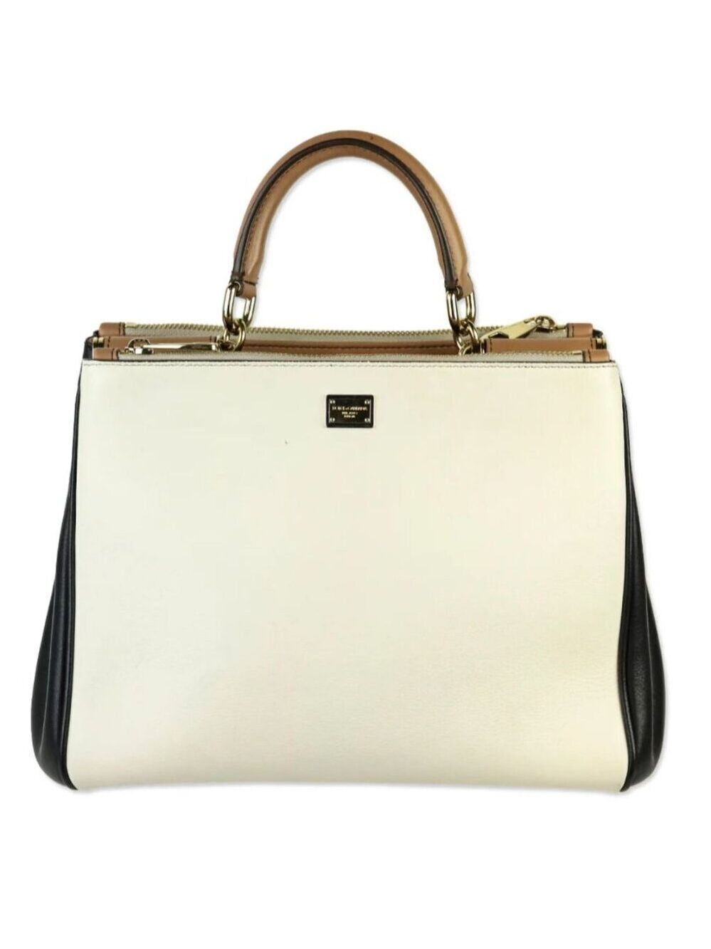 Dolce & Gabbana Sicily 62 Tricolor Leather Top Handle Bag Italy MSRP $2295